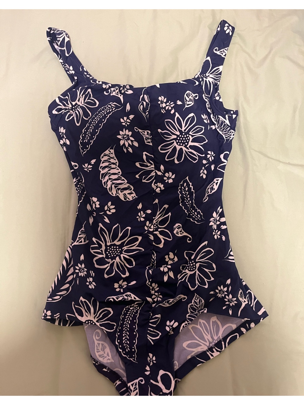 Rose Marie Reid Navy Floral One-Piece Swimsuit Sz 16